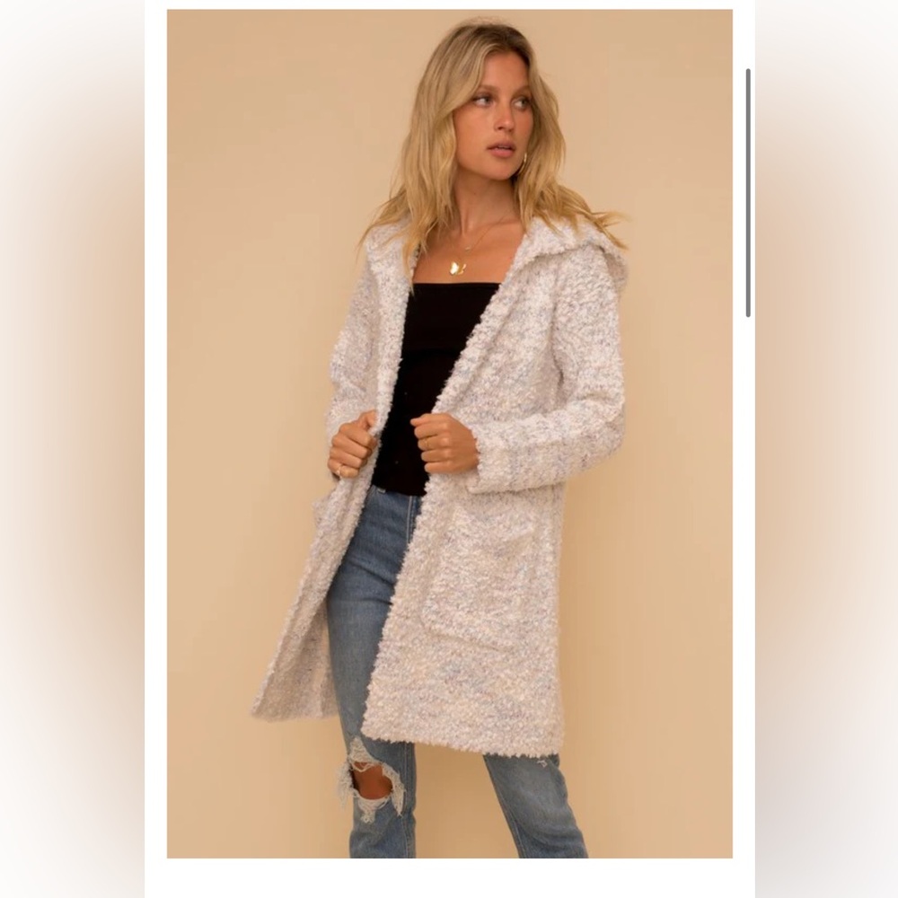 Multi Nubby Sweater cardigan with hood. Size medium